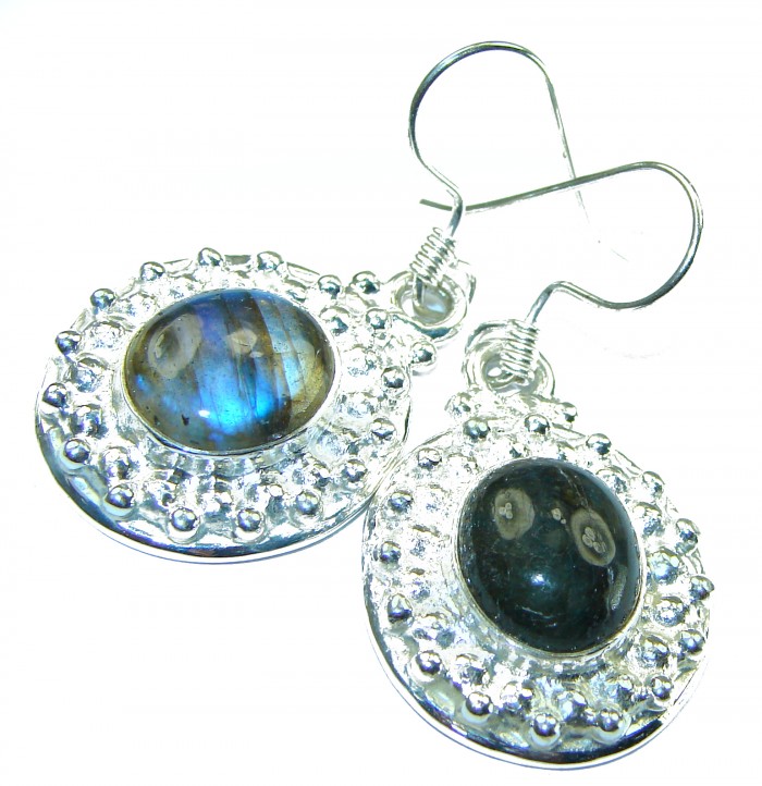 Perfect genuine Labradorite .925 Sterling Silver handmade earrings - photo 3
