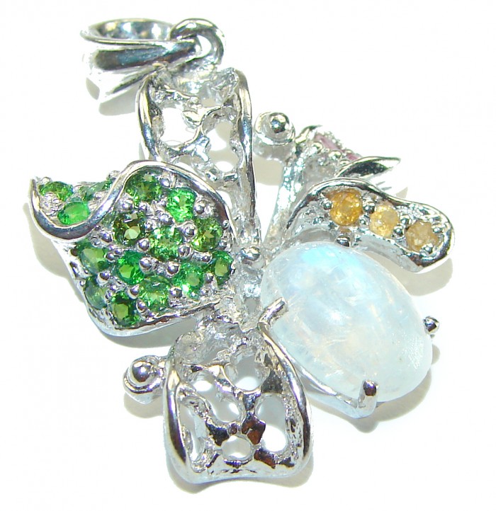 Genuine Rainbow Moonstone .925 Sterling Silver handcrafted pendant - photo 3
