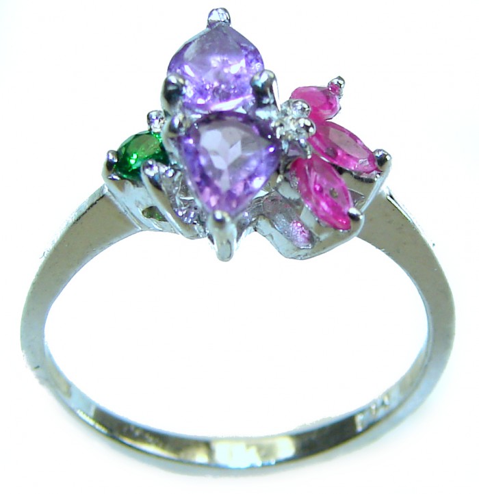 Eliza 0.9 carat African Amethyst Sapphire .925 Sterling Silver Handcrafted Ring size 6 3/4 - photo 3