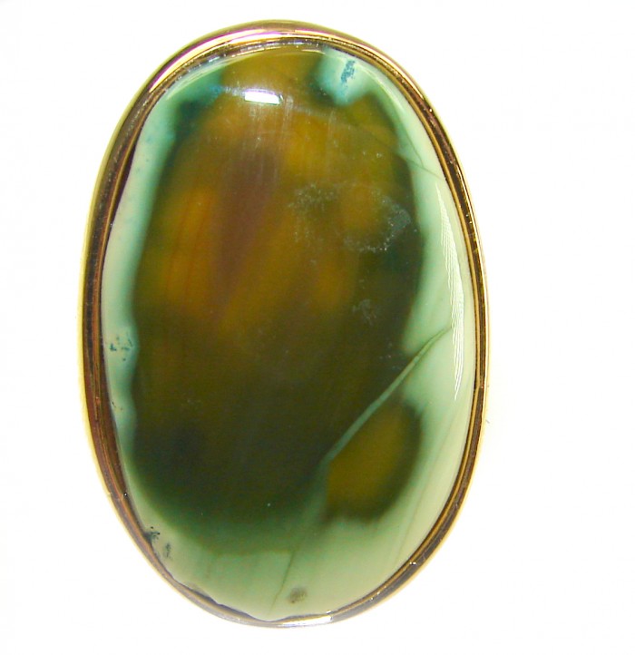 Genuine Top quality Imperial Jasper 14K Gold over .925 Sterling Silver handcrafted ring s. 8 - Imperial Jasper in 14K Gold over Sterling Silver, stone close-up.