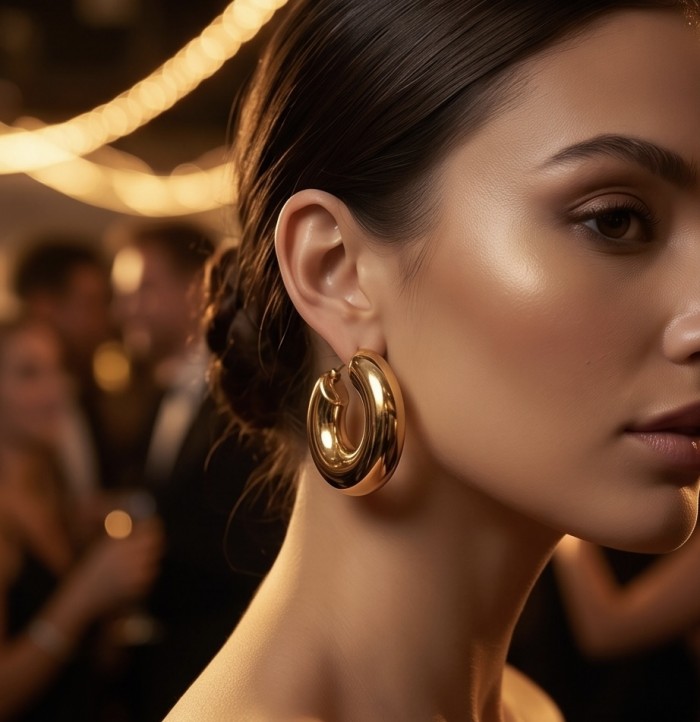 Luxurious Golden tone handcrafted Stylish earrings - photo 1