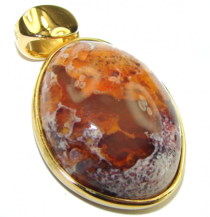 A Golden River Natural Mexican Fire Opal 14K Gold over .925 Sterling Silver handmade Pendant - photo 3