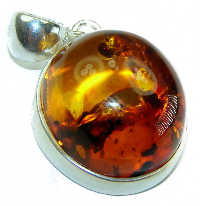 Royal Style authentic Baltic Amber .925 Sterling Silver handmade Pendant - photo 1