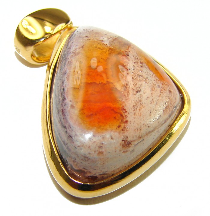 Inner Fire 21.5 carat Mexican Fire Opal 18K Gold over .925 Sterling Silver handmade Pendant - photo 1