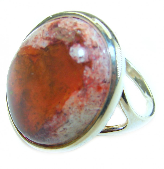 Bonfire Night best quality 15.5 carat Mexican Opal .925 Sterling Silver handmade ring 8 1/4 - photo 1