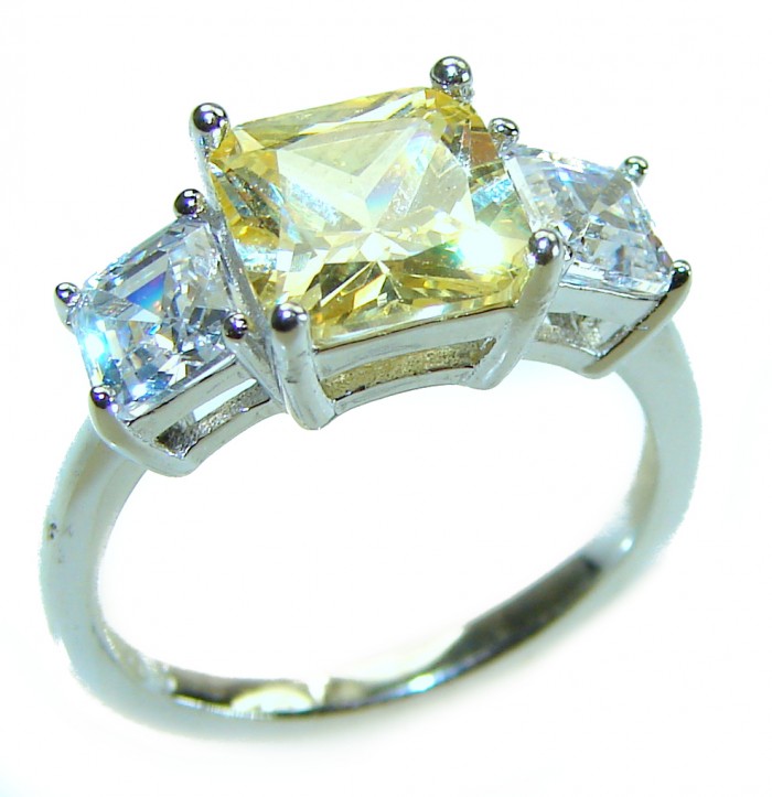 Endless Love 4.5 carat Heart cut Yellow Sapphire .925 Sterling Silver handcrafted ring; s. 7 - photo 3