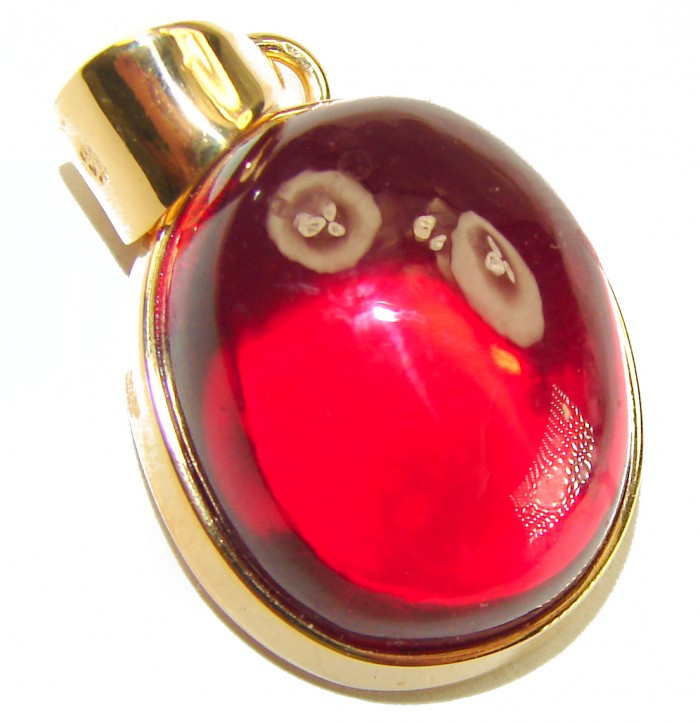 Francesca - authentic 22.5 carat Star Ruby 18K Gold over .925 Sterling Silver handcrafted Pendant - Close-up of Francesca Star Ruby in 18K Gold setting.