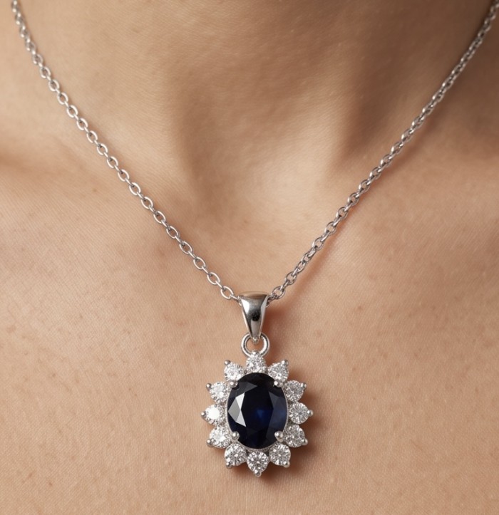 Pacifica 4.5 carat Topaz Silver Handcrafted necklace - photo 4