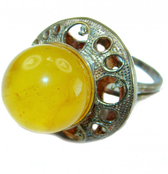 Modern Concept Natural Baltic Amber .925 Sterling Silver ring s. 8 3/4 - photo 1