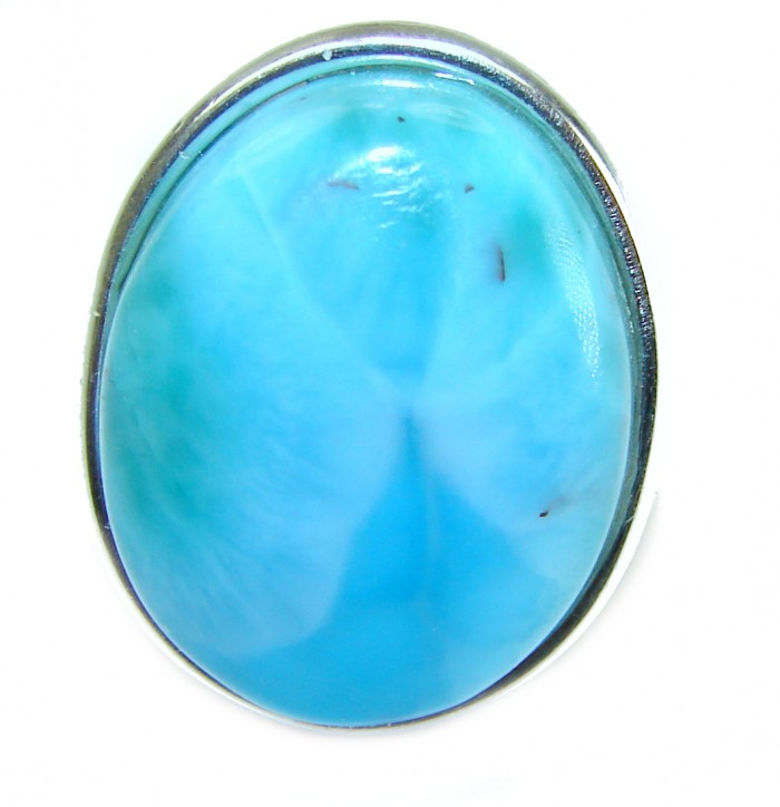 Precious 22.2 carat Blue Larimar .925 Sterling Silver handmade ring size 7 1/2 - photo 3