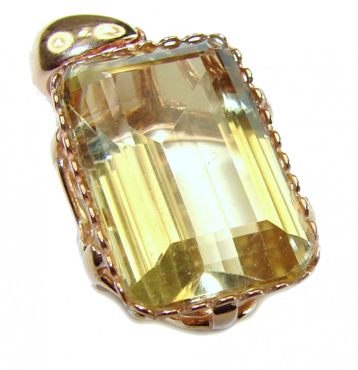 10.3 carat Lemon Quartz 14K Gold over .925 Sterling Silver handcrafted pendant - photo 3