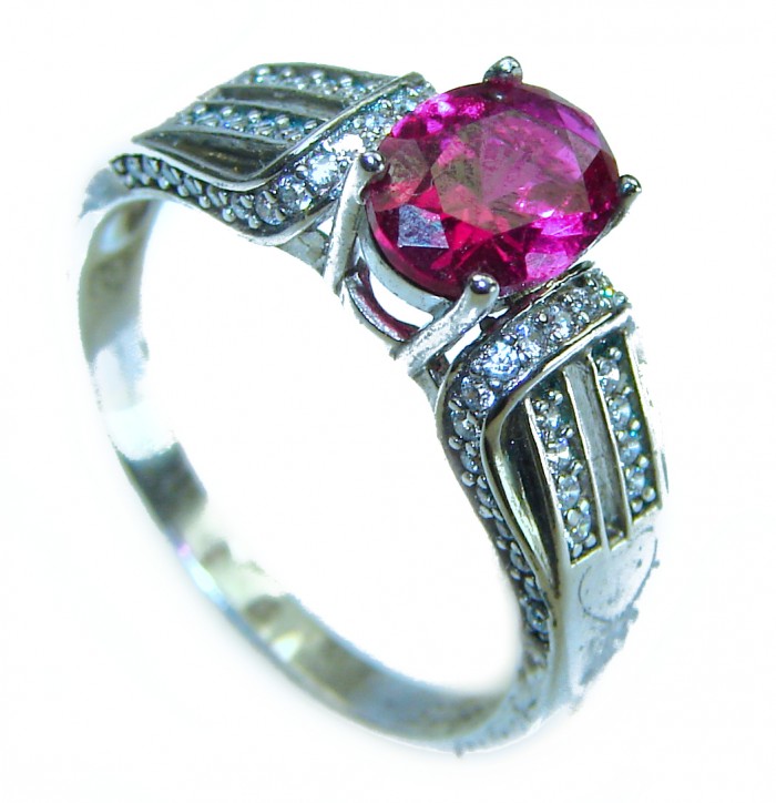 Rose Garden 1.9 carat Authentic Garnet .925 Sterling Silver handcrafted Ring size 8 - photo 1