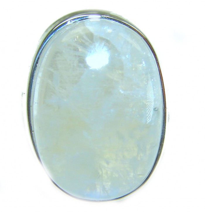 Rainbow Moonstone .925 Sterling Silver handmade ring s. 6 1/2 - Close-up of Rainbow Moonstone .925 Sterling Silver ring size 6 1.