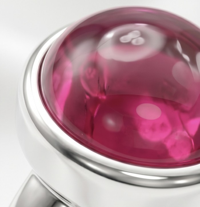 Giovanna 15.5 carat Ruby .925 Sterling Silver handcrafted incredible ring s. 8 - Close-up of 15.5 carat ruby set in .925 sterling silver.