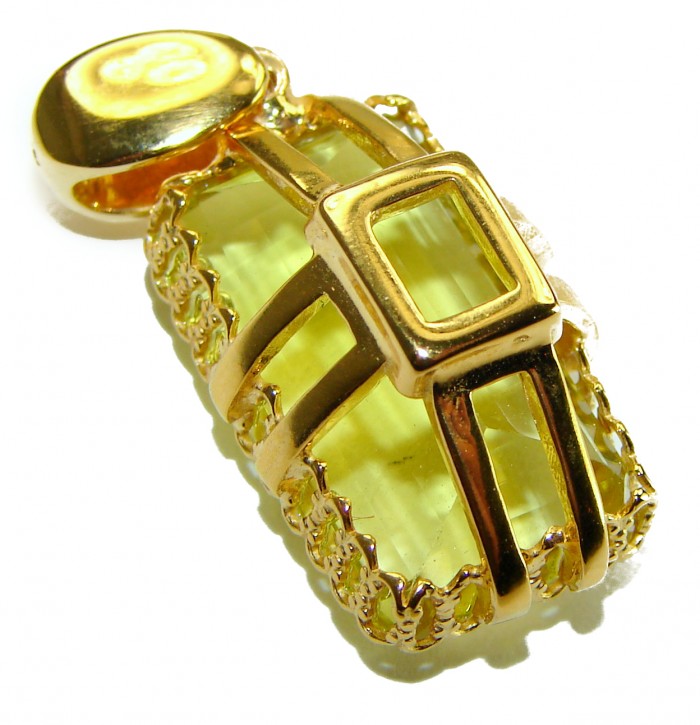 12.3 carat Lemon Quartz 14K Gold over .925 Sterling Silver handcrafted pendant - photo 1