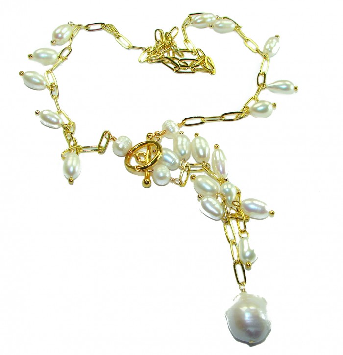 Precious Blister Pearl 14K Gold over .925 Sterling Silver Necklace - photo 2