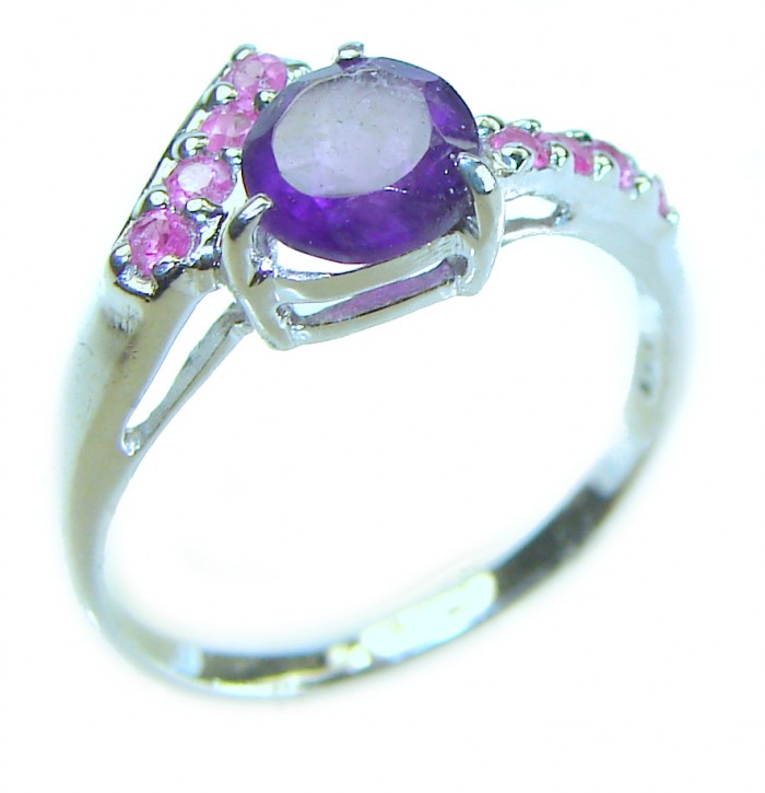 Stephani 0.6 carat African Amethyst .925 Sterling Silver Handcrafted Ring size 6 3/4 - photo 3