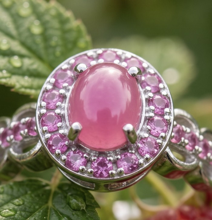 Scarlett 3.7 ctw Mozambique Ruby .925 Sterling Silver handcrafted Statement Ring size 9 - Close-up of Scarlett 3.7 ctw Mozambique Ruby in sterling silver.