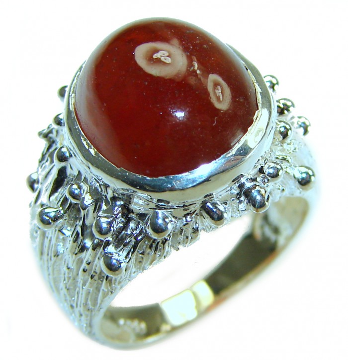 Blooming Rose Red Authentic Garnet .925 Sterling Silver handcrafted Ring size 7 - photo 3