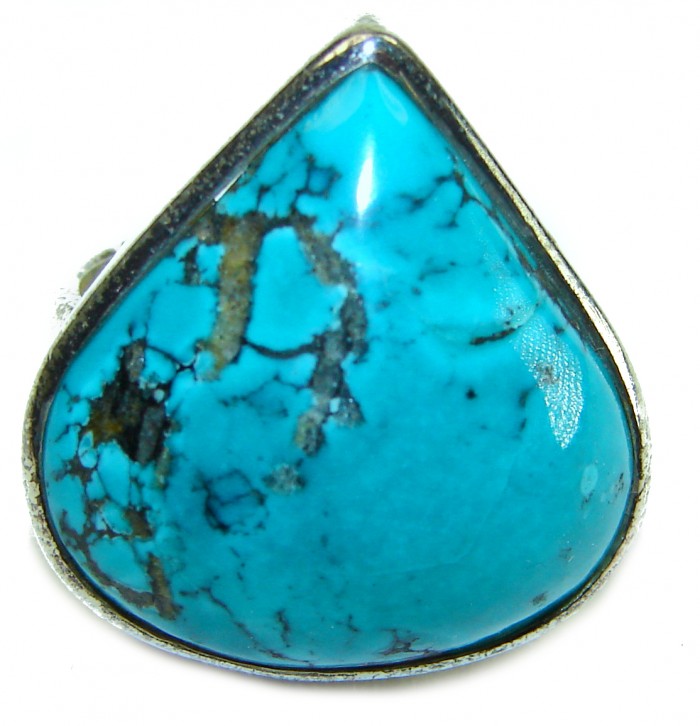 Solid genuine Turquoise .925 Sterling Silver Ring size 6 1/4 - photo 2