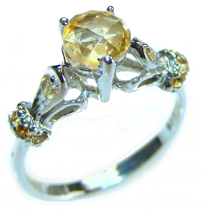 Unique Authentic 0.7 carat Citrine .925 Sterling Silver handmade Cocktail Ring s. 6 - photo 3