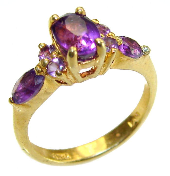 Stephani 1.2 carat African Amethyst 14K Gold over .925 Sterling Silver Handcrafted Ring size 5 3/4 - photo 3