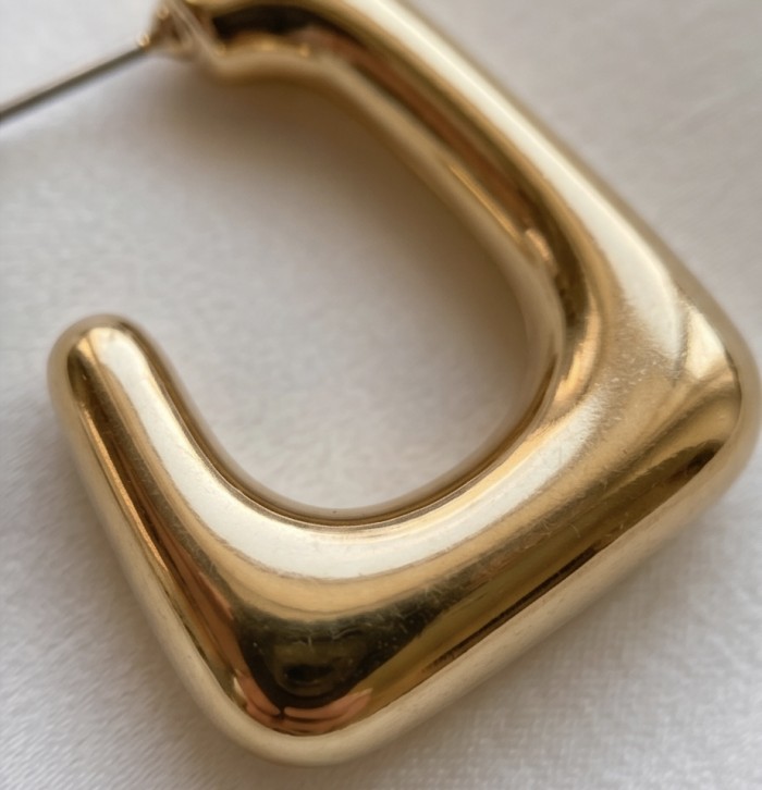 Golden handmade modern design Earrings - photo 3