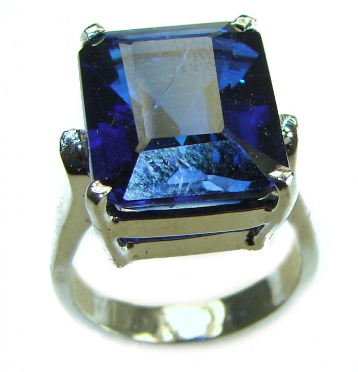 Divine Beauty 10.8 carat London Blue Topaz .925 Sterling Silver handcrafted Ring size 6 3/4 - photo 3
