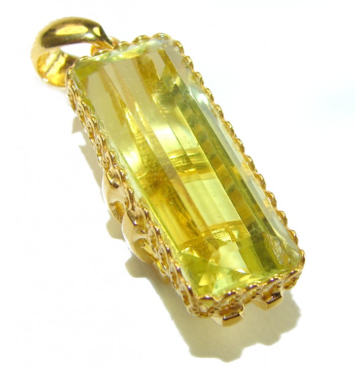 12.3 carat Lemon Quartz 14K Gold over .925 Sterling Silver handcrafted pendant - photo 3