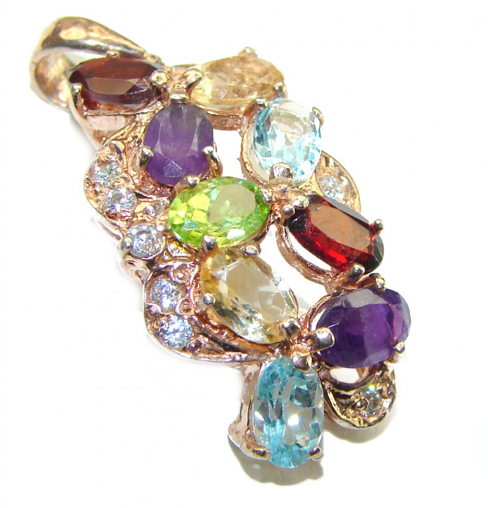 Vanessa - Authentic Multigem 14K Rose Gold over .925 Sterling Silver handcrafted Pendant - photo 3