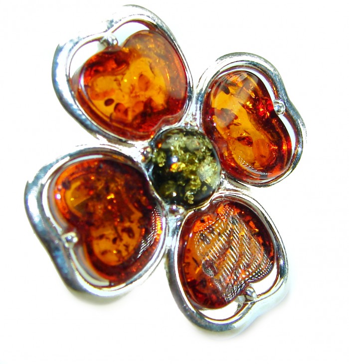 Natural Baltic Amber .925 Sterling Silver ring s. 7 1/4 - photo 3