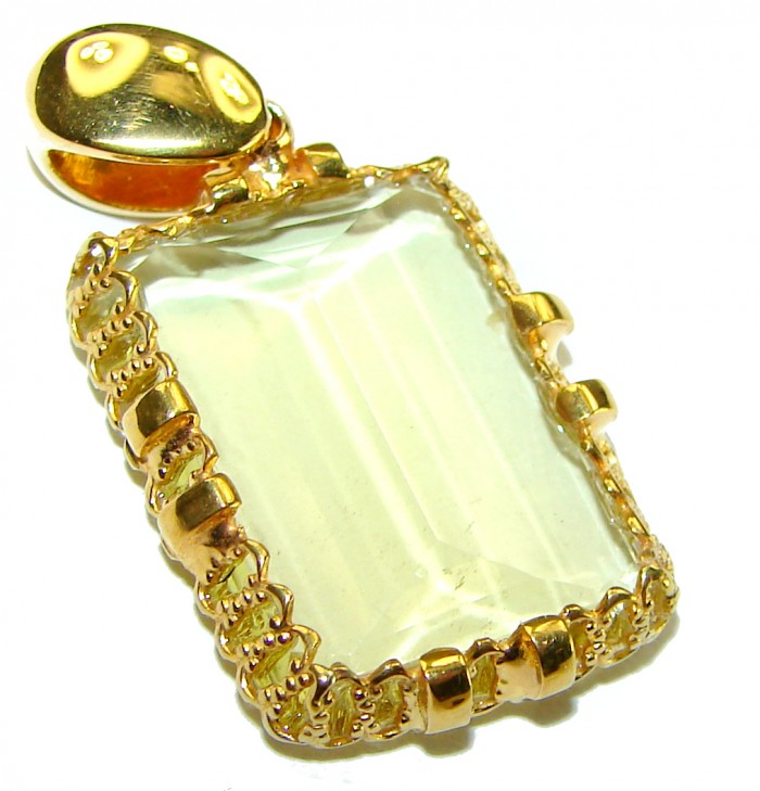 10.3 carat Lemon Quartz 14K Gold over .925 Sterling Silver handcrafted pendant - photo 1
