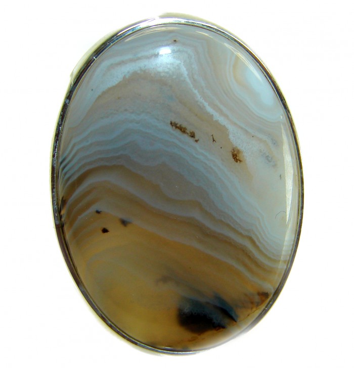 Simplicity Scentic Botswana Agate .925 Sterling Silver Ring s. 8 adjustable - Botswana Agate Sterling Silver Ring, stone close-up view