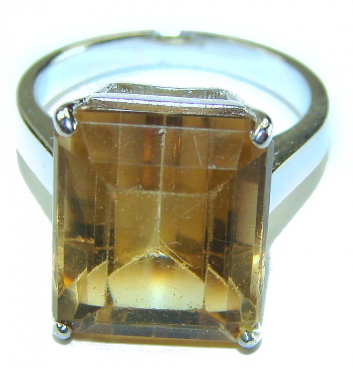 11.8 carat Genuine Lemon Quartz .925 Sterling Silver handcrafted ring size 6 3/4 - photo 3