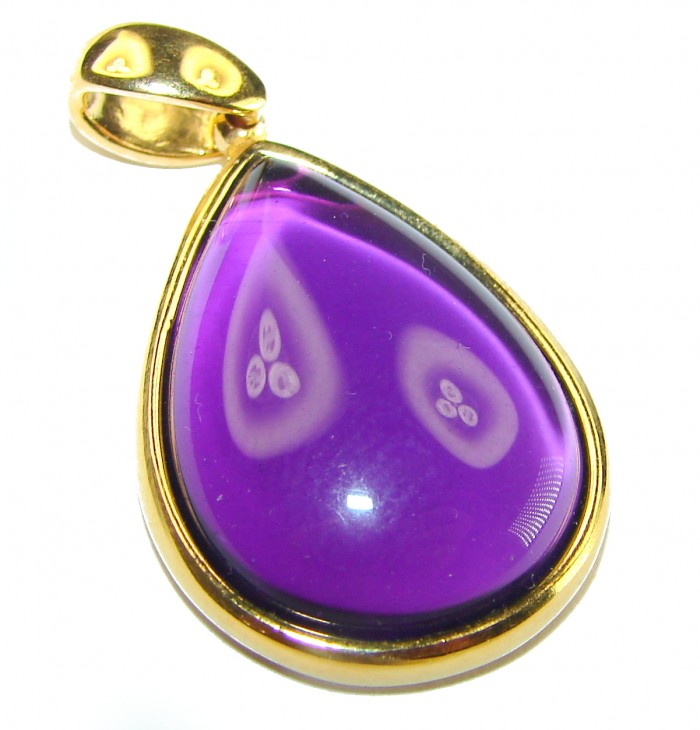 Beautiful Simplicity 14.5 carat Amethyst 14K Gold over .925 Sterling Silver handcrafted Pendant - photo 3