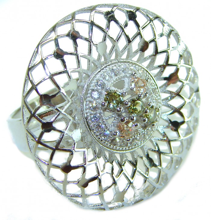 Casablanca - authentic 2.2 carat Tourmaline .925 Sterling Silver brilliantly handcrafted ring s. 7 - Top view of Casablanca Tourmaline ring in sterling silver.