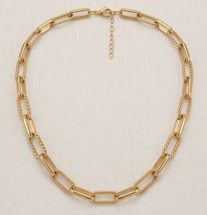 Paperclip Chain Necklace golden handmade necklace - photo 3