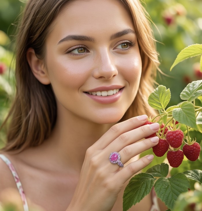 Scarlett 3.7 ctw Mozambique Ruby .925 Sterling Silver handcrafted Statement Ring size 9 - Worn on hand, Scarlett 3.7 ctw Mozambique Ruby .925 Sterling Silver ring.