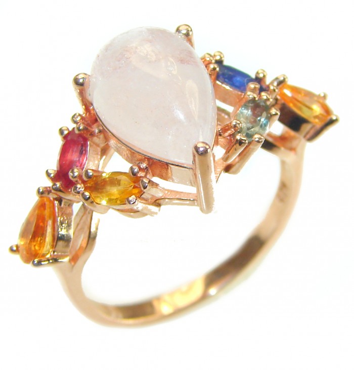 Exceptional Morganite 18K Rose Gold over .925 Sterling Silver handcrafted ring s. 7 1/2 - photo 3