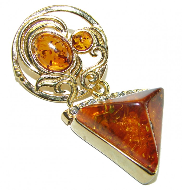 Real Beauty authentic Baltic Amber 14K Gold over .925 Sterling Silver handcrafted pendant - photo 1