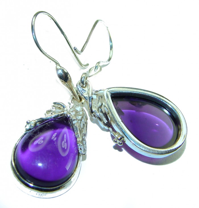 Lavender Fields Pink Amethyst .925 Sterling Silver handcrafted Statement earrings - photo 3