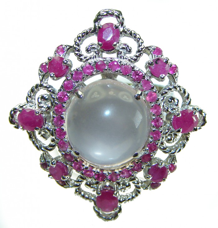 Pink Majesty Authentic 9.5 carat Brazilian Rose Quartz Ruby .925 Sterling Silver incredible Ring size 8 - photo 3