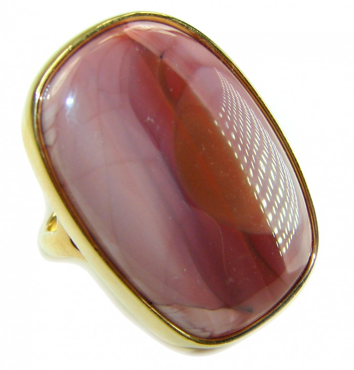 Genuine Imperial Jasper 14K Gold over .925 Sterling Silver handcrafted ring s. 7 - Close-up of Imperial Jasper ring with 14K gold over .925 sterling silver