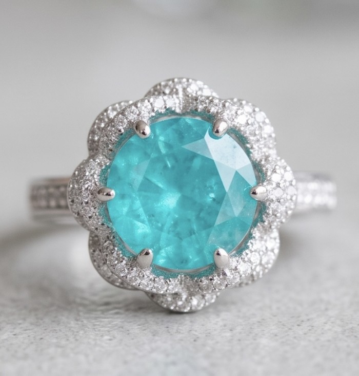 Elizabeth 9.8 carat Colombian Emerald .925 Sterling Silver dipped in Rhodium handcrafted Ring size 8 1/4 - Close-up of Elizabeth 9.8 carat emerald in .925 sterling silver setting