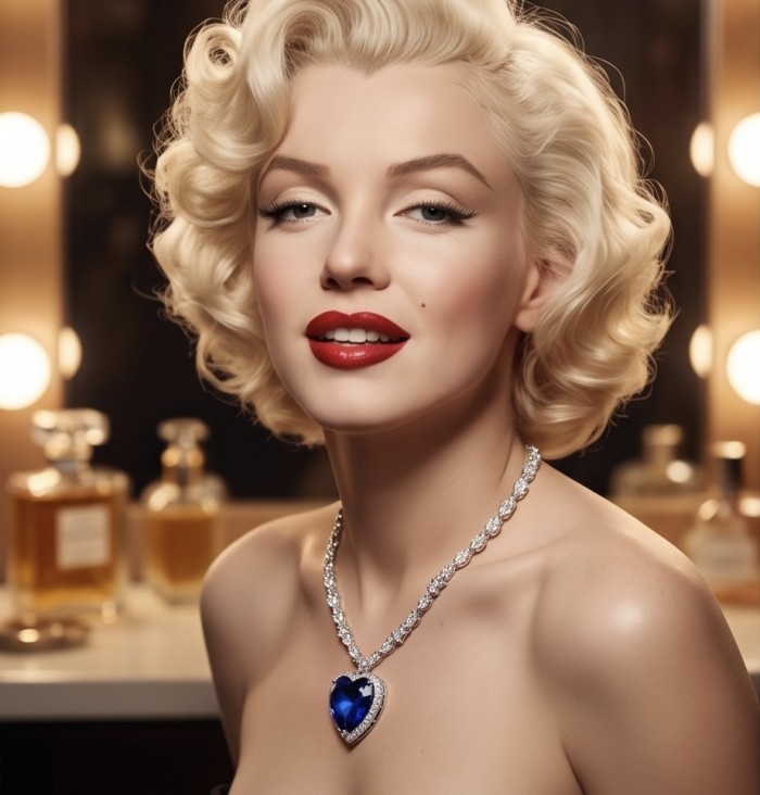 Titanic - Heart of The Ocean Necklace ~ 24.5 Ct Blue Sapphire Necklace In 925 Sterling Silver necklace - Worn view of Titanic - Heart of the Ocean Necklace with blue sapphire 24.5 Ct.