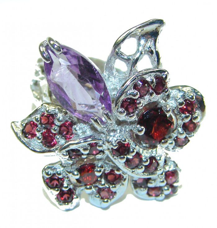 Fancy authentic Amethyst .925 Sterling Silver handcrafted ering s. 7 3/4 - photo 1
