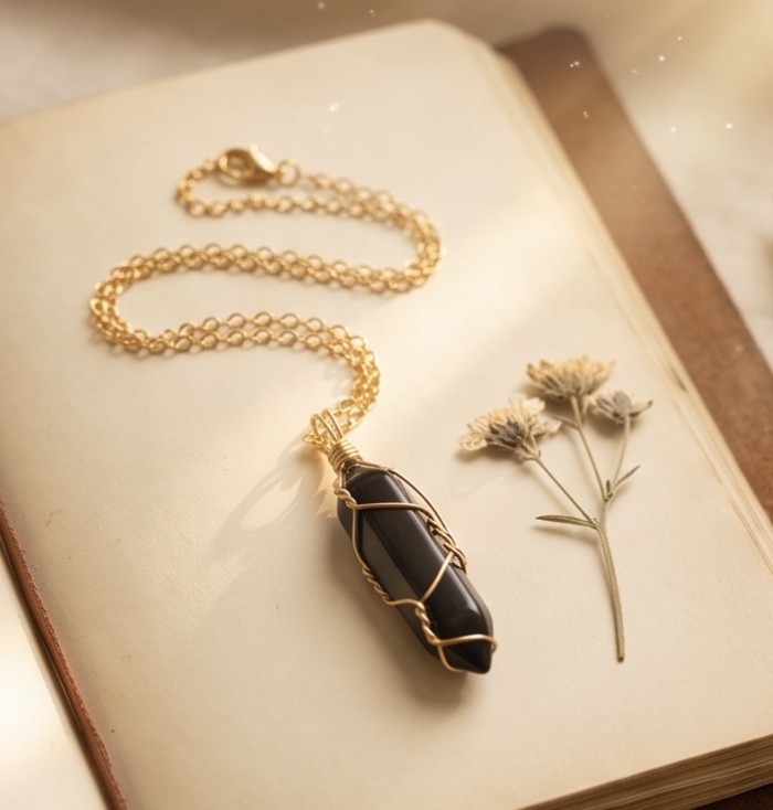Bohemian Style genuine Onyx Goldenhandcrafted Necklace - photo 2