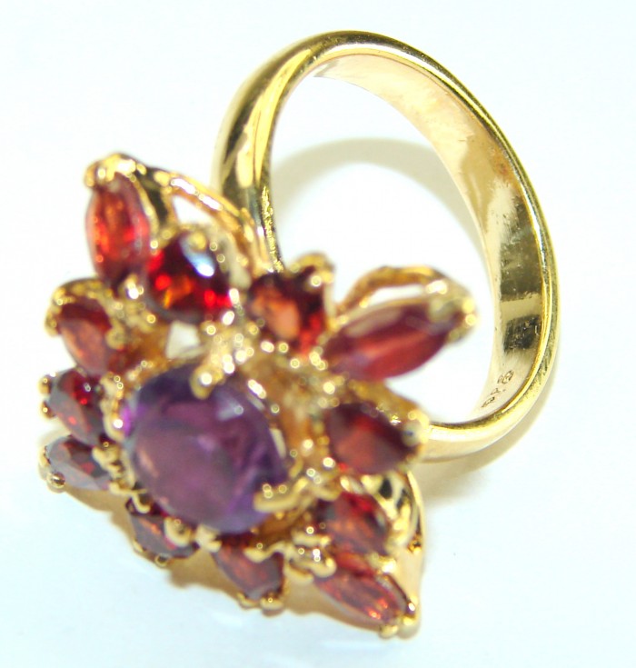Amethyst 14K Gold over .925 Sterling Silver Handcrafted Ring size 7 3/4 - photo 1