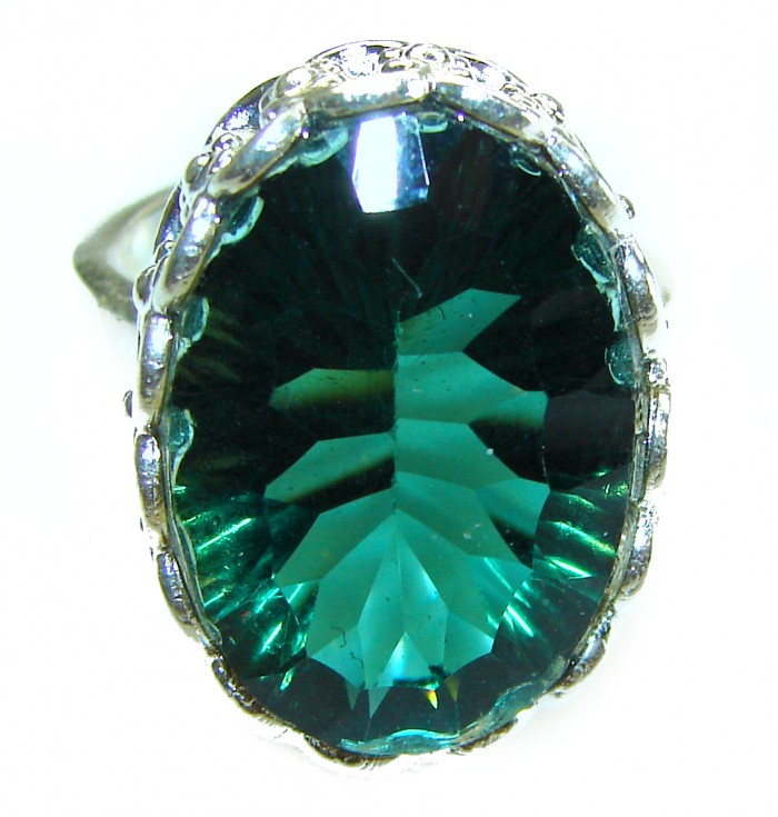 Timless Beauty 12.5 carat Helenite .925 Sterling Silver handmade Ring s. 7 adjustable - photo 1