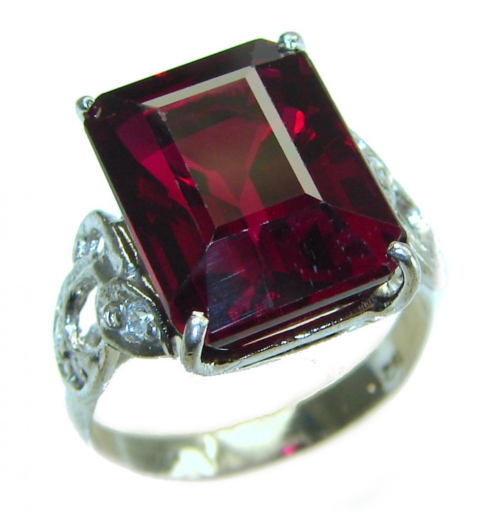 My Love - Red Brilliance 11.5 carat Red Topaz .925 Silver handcrafted Cocktail Ring s. 7 - photo 3